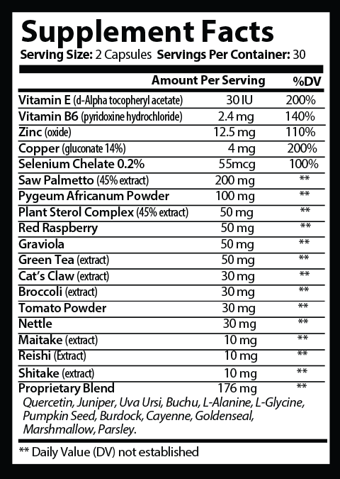 Eternum Prostate Health Supplement fact